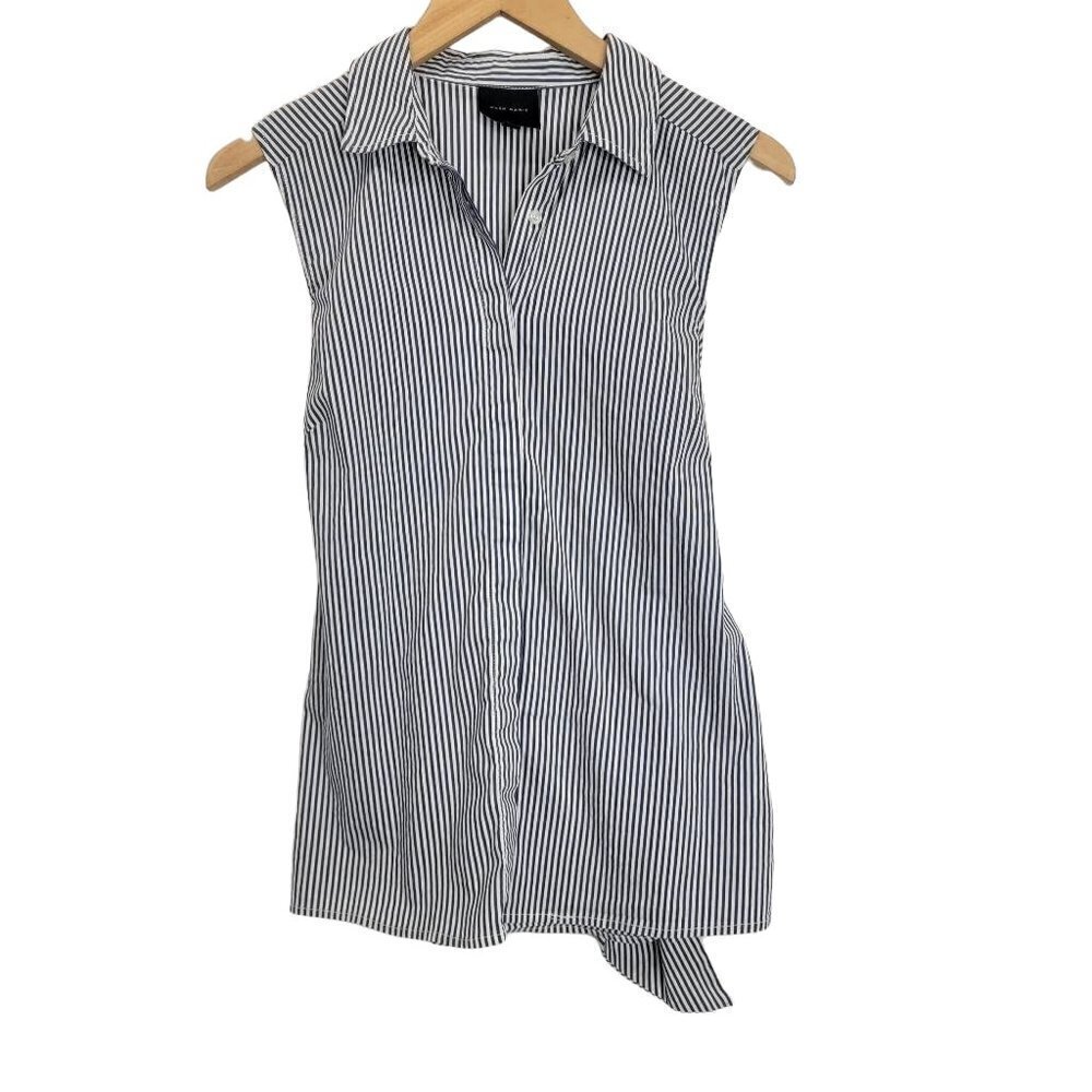 ALEX Marie Button-Up Tank Top w/ Waist Tie & Bow